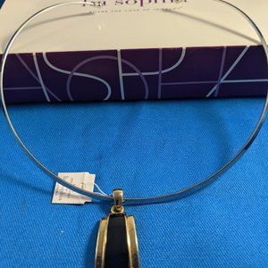 NIB LS Anew Slide Pendant Black on Gold Tone